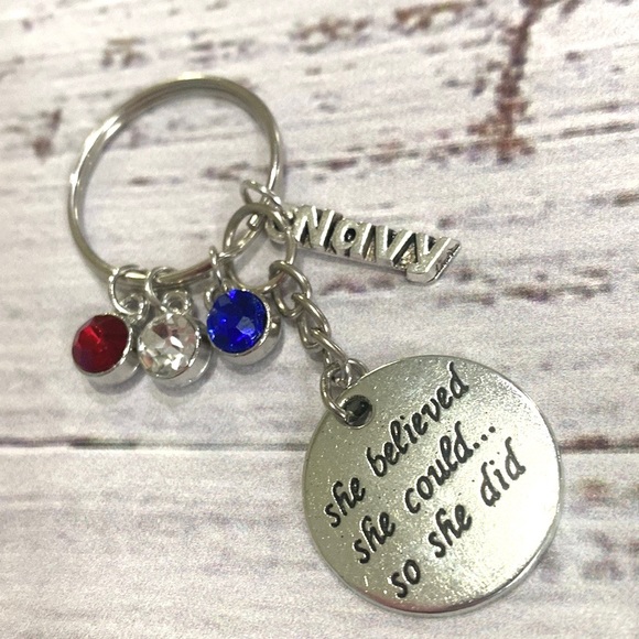 US Navy She Believed She Could So She Did Keychain Inspirational Militar… - Picture 2 of 5